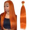350 Ginger Orange Bundle Human Hair Orange Human Hair Bundles Straight 1 Bundle 28 Inch Color 350 Ginger 100G/PC Unprocessed Brazilian Virgin Double Weft Hair Extension view 1