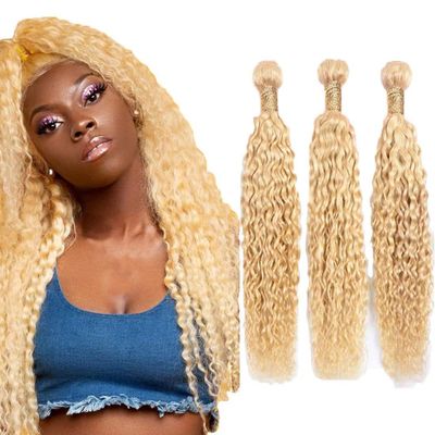 Ubinica Gold Blonde 613 Human Hair Bundles 12 14 16 Inch Jerry Curly Bundles Human Hair Unprocessed 11A Brazilian Virgin Hair Weave 3 Bundles for Black Women