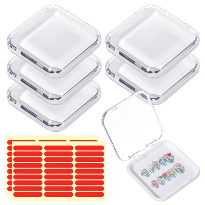 4 Pcs Clear Press on Nail Organizers, Press on Nail Case with 30 Pcs Adhesive Double Sided Tape for Nails Display Case, Nails Box Packaging