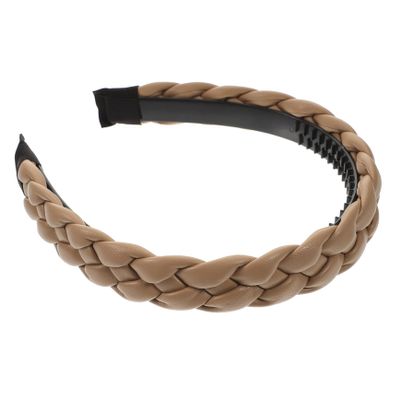 LALADEFIEE Retro PU Leather Braided Wide Hairband Decorative Headband for Women Vintage Festival Hair Ornament for Daily Use and Party Accessories