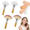 4 Pack Fluffy Facial Brushes, Esthetician Fluffy Fan Brushes Soft Bristle Highlighting Blush with Long and Short Handle Makeup Esthetician Facial Applicator Brush for Loose Highlighting Blush view 1