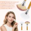 4 Pack Fluffy Facial Brushes, Esthetician Fluffy Fan Brushes Soft Bristle Highlighting Blush with Long and Short Handle Makeup Esthetician Facial Applicator Brush for Loose Highlighting Blush view 3