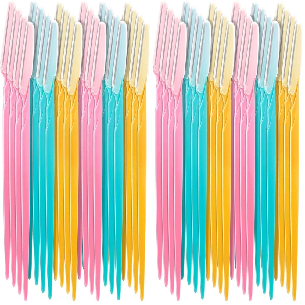 Boao 96 Pieces Eyebrow Razor Eyebrow Trimmer Shavers Dermaplaning Tool Face Razors for Women with Precision Cover (Pack of 2)
