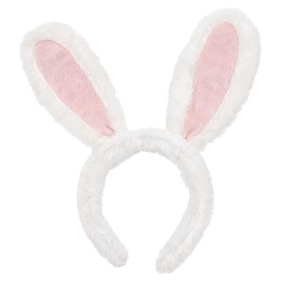 JazSwirl Bunny Ears Headband for Adults, Cute Fluffy Blue Pink Bunny Headband Plush Halloween Easter Bunny Ears for Women