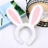 JazSwirl Bunny Ears Headband for Adults, Cute Fluffy Blue Pink Bunny Headband Plush Halloween Easter Bunny Ears for Women view 3