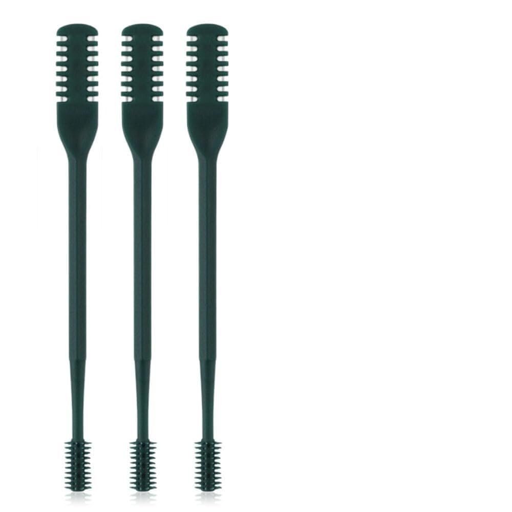 2-in-1 Nasal Hair Cutter for Men and Women, Double-Sided Nose Remover Tool with 360 Rotating Manual Trimmer Ear Pick, Portable Grooming Travel Essentials(Dark Green,3Pcs)