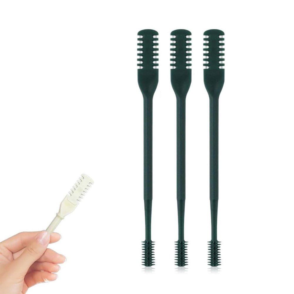 2-in-1 Nasal Hair Cutter, Double-Sided Manual Nose Hair Trimmer with 360 Rotating Design and Ear Pick, Nostril Hair Remover Tool for Men and Women(Dark Green,3 Pcs)