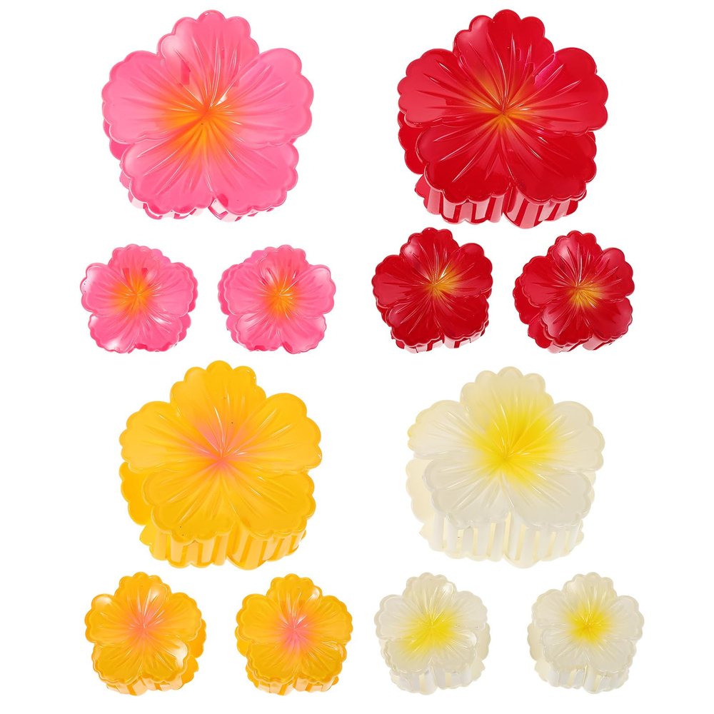Healeved 12PCS Plumeria Claw Clip: Hawaiian Flower Hairclips for Women Girls Plumeria Claw Clips Summer Beach Cute Hair Accessories