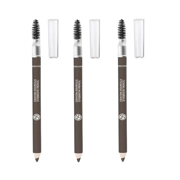 Yves Rocher Eyebrow Pencil for Women, Long Lasting Smudge-Proof Brow Liner with Built-in Brush 02 Dark Blonde Powdery Texture  Set of 3 Pencils 1 g