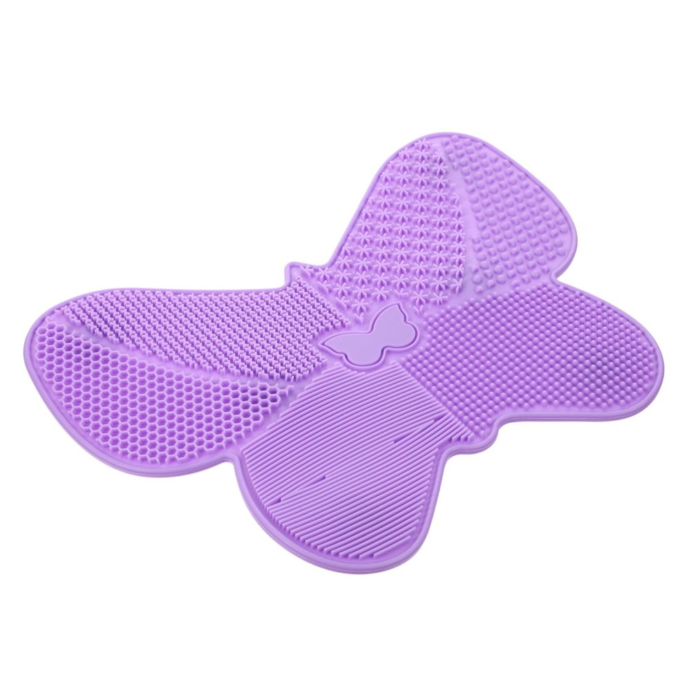 COOLHIYA Butterflies Shaped Silicone Makeup Brush Cleaning Pad with Suction Cups Beauty Tool for Efficient Brush Scrubbing Suitable for Home and Salon Use Purple