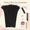 12 Inch 0.6cm Thickness Loc Extensions Human Hair 10 Strands Dreadlock Extensions Real Human Hair For Women Men Kids 100% Full Handmade Permanent Locs Extensions Can Be Dyed And Bleached(Natual Black) view 3