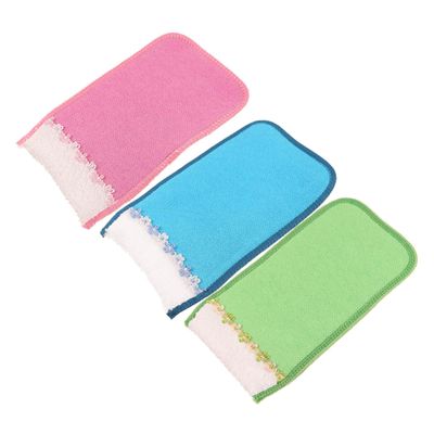 ETHZZLE 3Pcs Bath Exfoliating Gloves Rayon Shower Mitts for Gentle Dead Skin Removal Suitable for Bathing and Sauna Random Colors Random Color