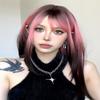 YukiHalolj Long Wig for Women - Pink to Brown Ombre Synthetic Hair with Bangs, Straight Style for Daily Use view 3
