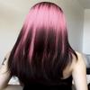 YukiHalolj Long Wig for Women - Pink to Brown Ombre Synthetic Hair with Bangs, Straight Style for Daily Use view 4