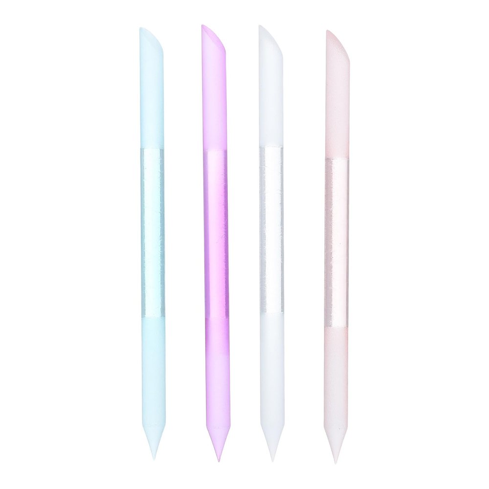 Ipetboom 4pcs Glass Cuticle Pusher - Dual-Ended Cuticle Sticks - Crystal Pusher Shiner Buffer - Manicure Nail File Tool for Women Nails Care