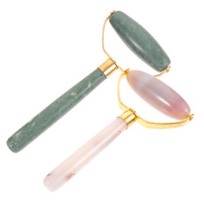 ETHZZLE 2Pcs Jade Facial Massage Roller and Scraper for Face Eye Neck Body Cooling Tightening Skin Care Tool to Enhance and Absorption