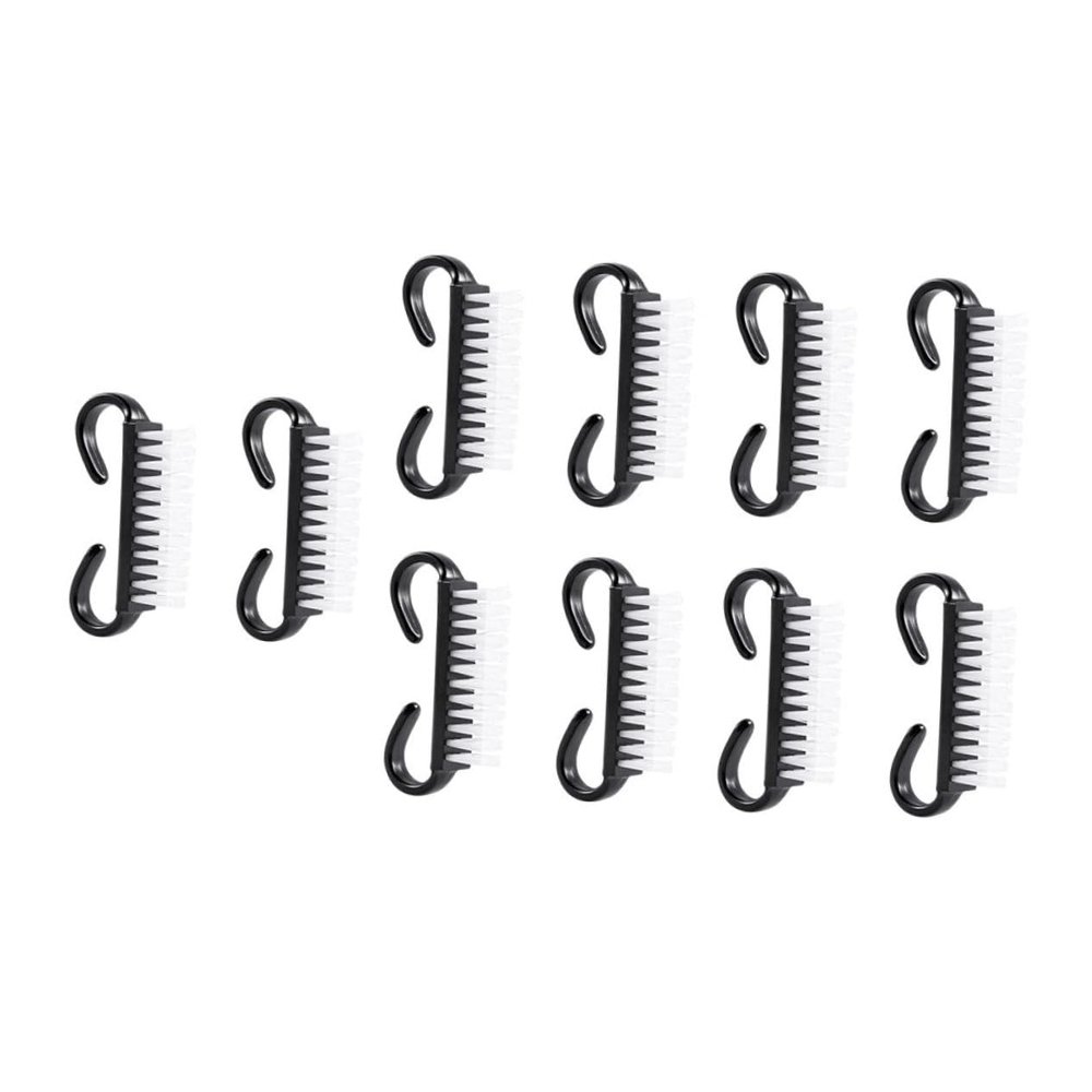 COOLHIYA 10 Pcs Compact Nail Dust Brushes Portable Manicure Tools Fingernail Cleaning Brushes for Nail Art and Salon Use