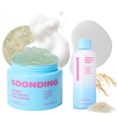 SOONDING | Coconut Jelly Pudding Pore Cleanser + Coconut Rice Milk Toner Duo