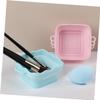 COOLHIYA 2pcs Foldable Silicone Makeup Brush Cleaner Bowls with Convex Textured Surface for Gentle Cleaning Elastic Portable Pads in Light Blue and Pink for Cosmetic Sponges and Brushes view 2