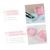 COOLHIYA 2pcs Foldable Silicone Makeup Brush Cleaner Bowls with Convex Textured Surface for Gentle Cleaning Elastic Portable Pads in Light Blue and Pink for Cosmetic Sponges and Brushes view 3