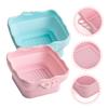 COOLHIYA 2pcs Foldable Silicone Makeup Brush Cleaner Bowls with Convex Textured Surface for Gentle Cleaning Elastic Portable Pads in Light Blue and Pink for Cosmetic Sponges and Brushes view 4