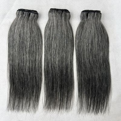 10 12 14 Inch Salt and Pepper Bundles Human Hair Natural Grey Straight Bundles Human Hair 100% Unprocessed 12A Grade Brazilian Virgin Hair for Black Women