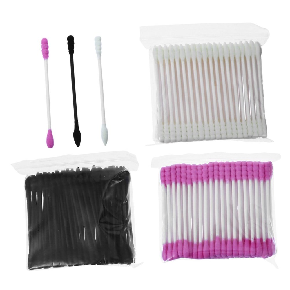 LALADEFIEE 3 Packs Double-head Cotton Swabs Biodegradable Cosmetic Cotton Sticks with Strong Paper Handles for Makeup Ear Cleaning Lint Ultra Absorbent Suitable for Daily Use and Personal