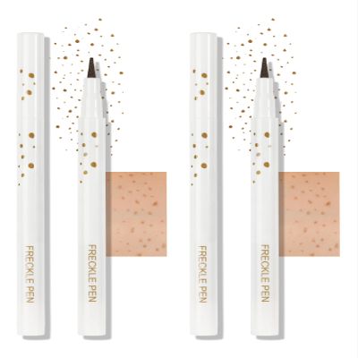 Anglicolor Freckle Pen Stamp, Long Lasting, Waterproof, Smudge-proof, Transfer-proof, Easy Natural Sun-kissed Makeup for All Skin Types, Vegan & Cruelty-Free (2PC-Light Brown, 0.05 Ounce)