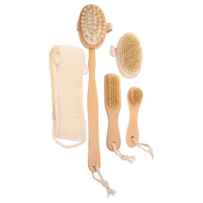 LALADEFIEE 5pcs Bath Brush Exfoliating Scrub Brushes with Loofah Sponges for Men Women Gentle Back Scrubber for Shower Versatile Bath Supplies for Smooth Skin and All Skin Types