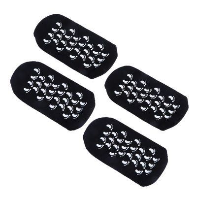 COOLHIYA 4pcs Foot Gel Socks with Non-Slip Dots for Moisturizing and Skin Care Black Spa Socks for Dry Feet and Long Standing