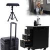 zhenmaster Mobile Tattoo Workstation With 3 Drawers And Adjustable Handle, Professional Makeup Rolling Trolley Case With Combination Lock, Salon Storage Box For Artists, Black view 1