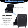 zhenmaster Mobile Tattoo Workstation With 3 Drawers And Adjustable Handle, Professional Makeup Rolling Trolley Case With Combination Lock, Salon Storage Box For Artists, Black view 3