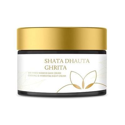 Shata Dhauta Ghrita - Natural Desi Ghee Anti Aging Night Cream for Women & Men (100 Times Washed Ghee) | Even Skin Glow, Nourishing & Moisturising Ayurveda Cream - 25 Gms