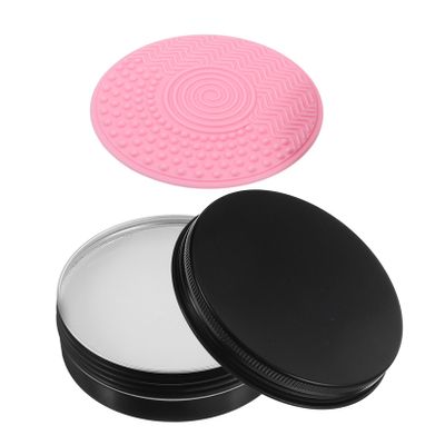 ETHZZLE Makeup Brush Cleaner Soap with Cleaning Mat for Women Quick-dry Cosmetic Brush Cleaning Tool Portable Black Case Travel-friendly Makeup Supplies