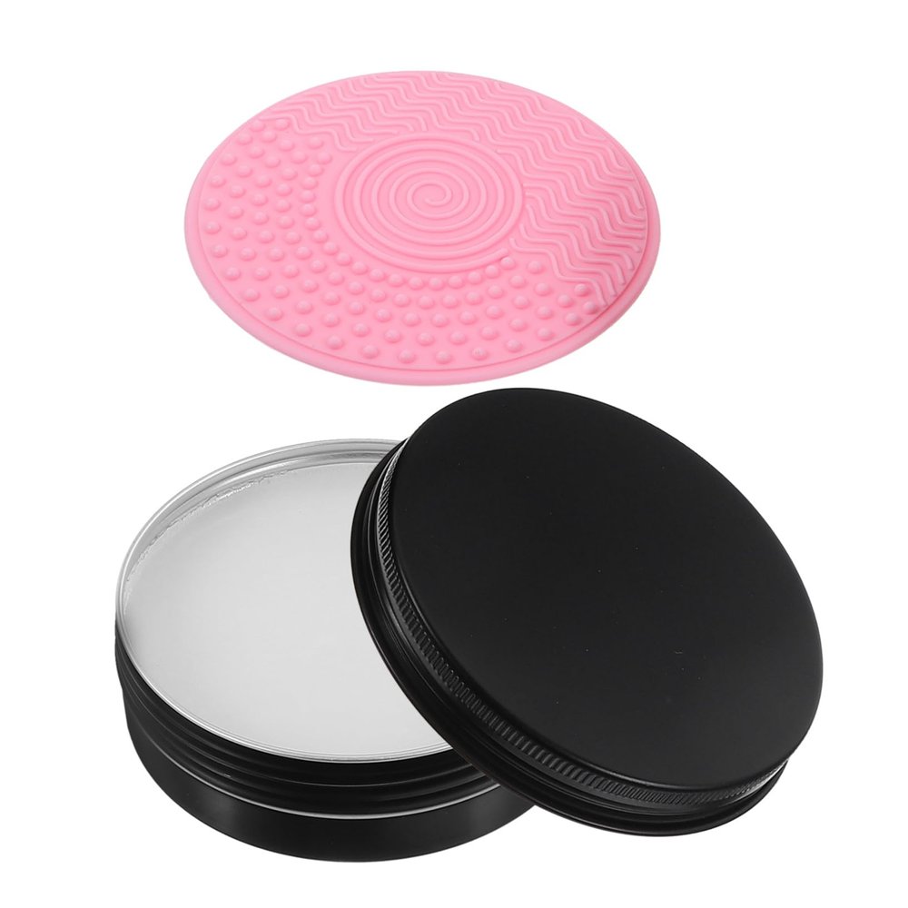ETHZZLE Makeup Brush Cleaner Soap with Cleaning Mat for Women Quick-dry Cosmetic Brush Cleaning Tool Portable Black Case Travel-friendly Makeup Supplies