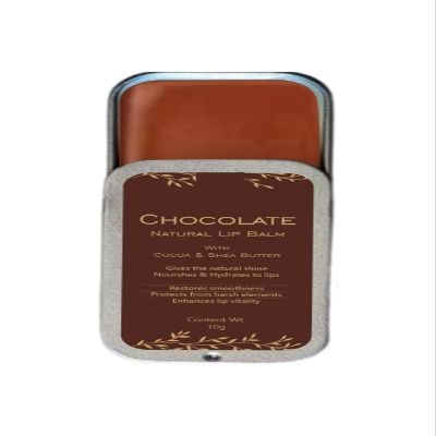 100% Natural Chocolate Lip Balm with Shea Butter & Cocoa - Nourishing & Moisturizing 10g Pack, No Color Added, for Soft & Smooth Lips