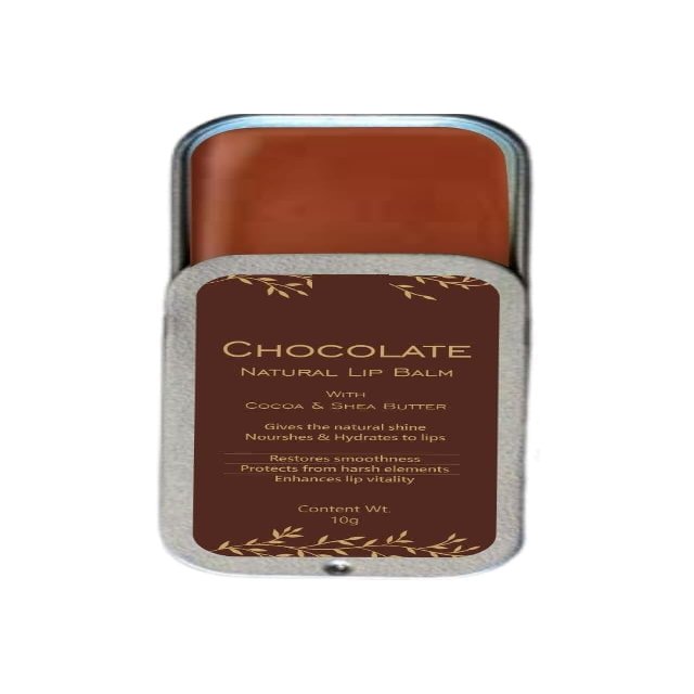 100% Natural Chocolate Lip Balm with Shea Butter & Cocoa - Nourishing & Moisturizing 10g Pack, No Color Added, for Soft & Smooth Lips