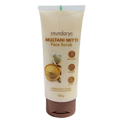 Multani Mitti Face Scrub, Natural Deep Cleansing Formula, Dermatologically Tested, 100g