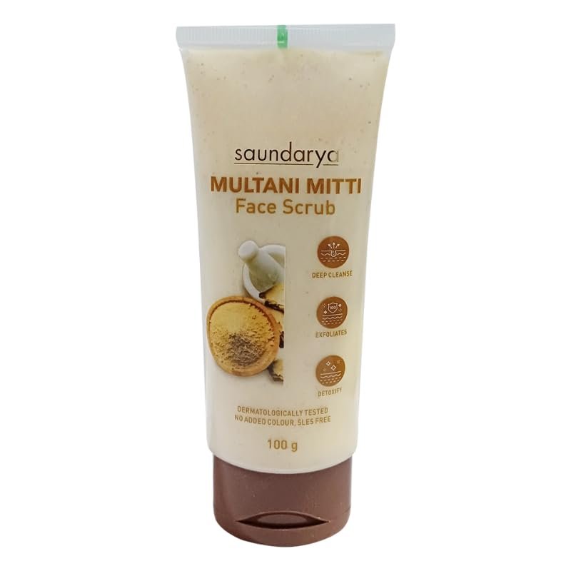 Multani Mitti Face Scrub, Natural Deep Cleansing Formula, Dermatologically Tested, 100g