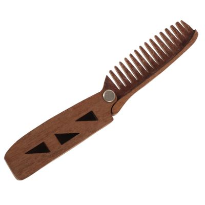 ETHZZLE Portable Wooden Beard Comb with Hollow Wide Tooth Design and PU Protective Case Men S and Women S Travel Beard Oil Comb for Smooth Grooming and Mustache Detangling