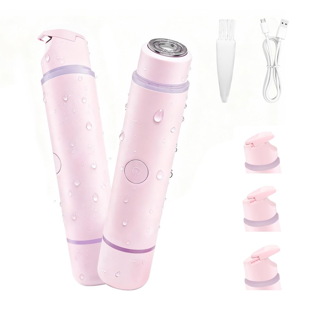 Bikini Trimmer for Women, 2-in-1 Electric Razor & Pubic Hair Trimmer, IPX6 Waterproof Bikini Shaver with 0.1-4 mm Combs, USB Charge, Painless Electric Shaver for Women Legs Underarms Face (Coral)
