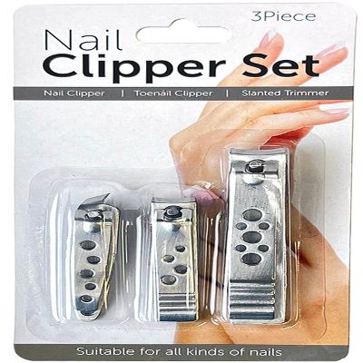 3 Pack Nail Cutter Set | Fingernail Clipper Set with Precision Steel Blades | Nail Clipper, Toenail Clipper, and Slanted Trimmer