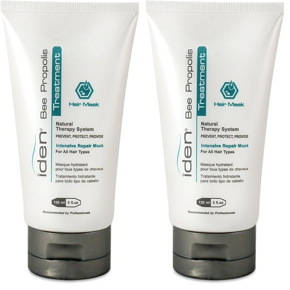 IDEN Bee Propolis Treatment Hair Mask for Damaged Hair, Fortifies Weakened Hair, Deep Hydration, 5 fl.oz (Pack of 2)