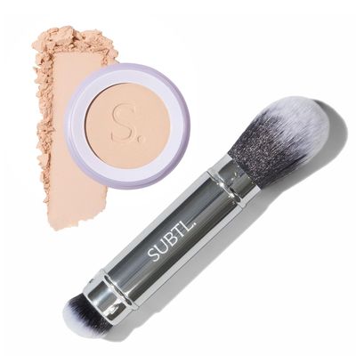 Subtl Beauty BB Powder + Dual-Ended Face Brush  Fair 1C, 6.3g  Talc-Free Powder Foundation with Buildable Coverage, Skin-Like Finish, Hydrating Formula, Travel-Friendly Brush