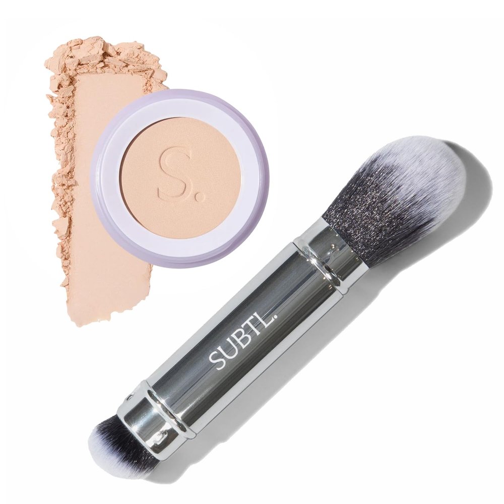 Subtl Beauty BB Powder + Dual-Ended Face Brush  Fair 1C, 6.3g  Talc-Free Powder Foundation with Buildable Coverage, Skin-Like Finish, Hydrating Formula, Travel-Friendly Brush