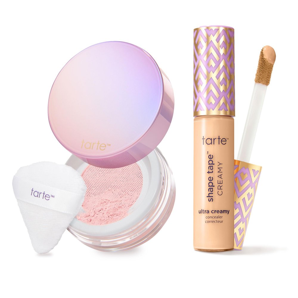 tarte shape tape creamy concealer and creaseless setting powder
