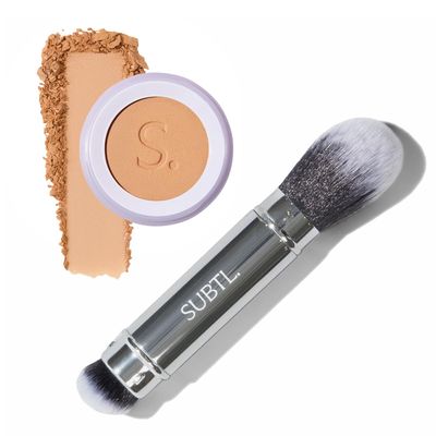 Subtl Beauty BB Powder + Dual-Ended Face Brush  Light 3N, 6.3g  Talc-Free Powder Foundation with Buildable Coverage, Skin-Like Finish, Hydrating Formula, Travel-Friendly Brush