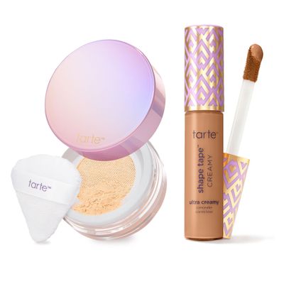 tarte shape tape creamy concealer and creaseless setting powder