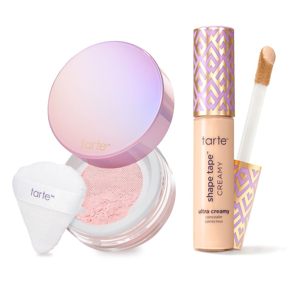 tarte shape tape creamy concealer and creaseless setting powder