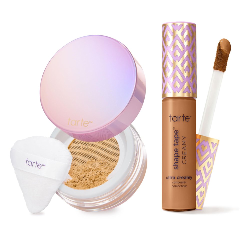 tarte shape tape creamy concealer and creaseless setting powder